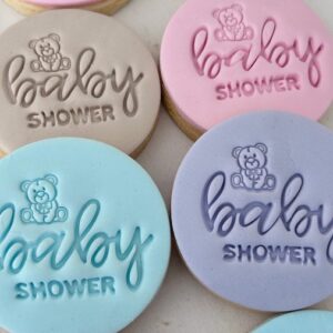 Quick and easy baby shower cookies in neutral, pink, purple or blue